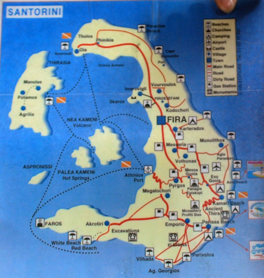 サントリーニ島地図