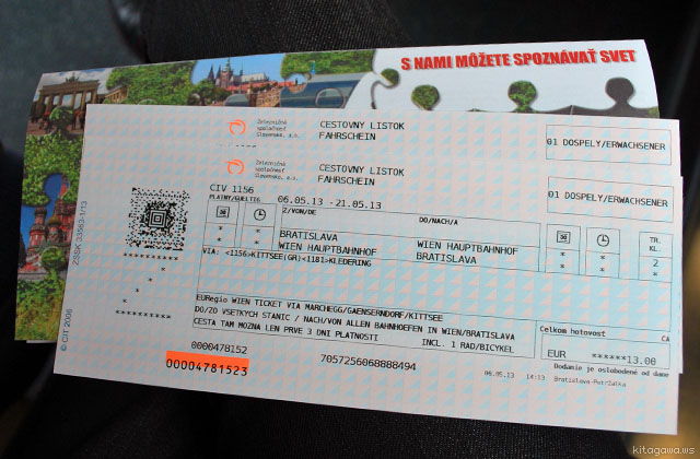 ブラチスラバからウィーン 電車の切符を購入