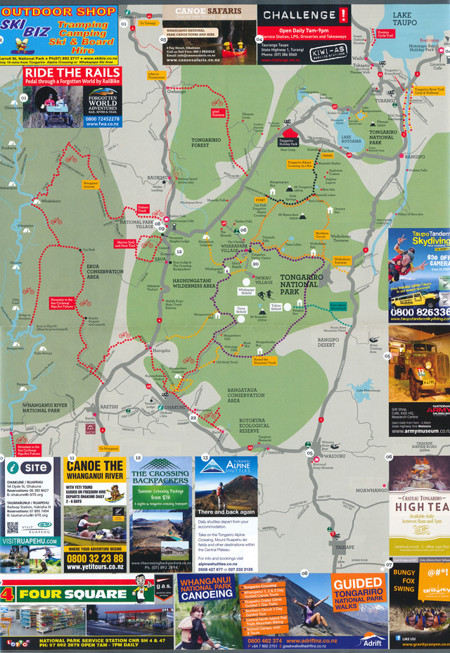 Tongariro National Park Map トンガリロ国立公園地図